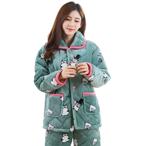 Aayat Mart Winter Collection 1 Style / 2XL Women's Pajamas Winter Thickened Three Layers In Winter