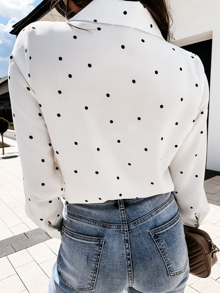 Slim Button Polka Dot Long Sleeve Pocket Shirt - Aayat Mart