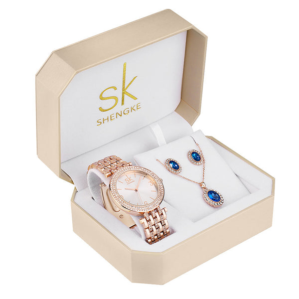 Three-piece Rose Gold Watch Birthday Gift Ladies Watch Set - Aayat Mart