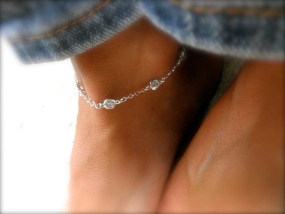 Aayat Mart 0 21+3cm AAA+ Cubic Zirconia Woman Anklets Casual/Sporty Gold Color 925 sterling sillver Women Ankle Bracelet Jewelry