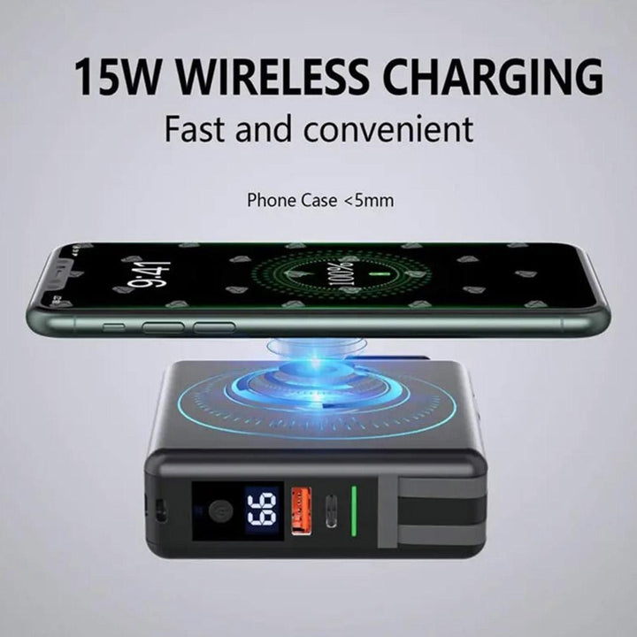Aayat Mart 5 In 1 Wireless Charger Power Bank USB PD Travel Fast Charging With Cable Plug 10000mAh Portable Power Display EU UK Adapter