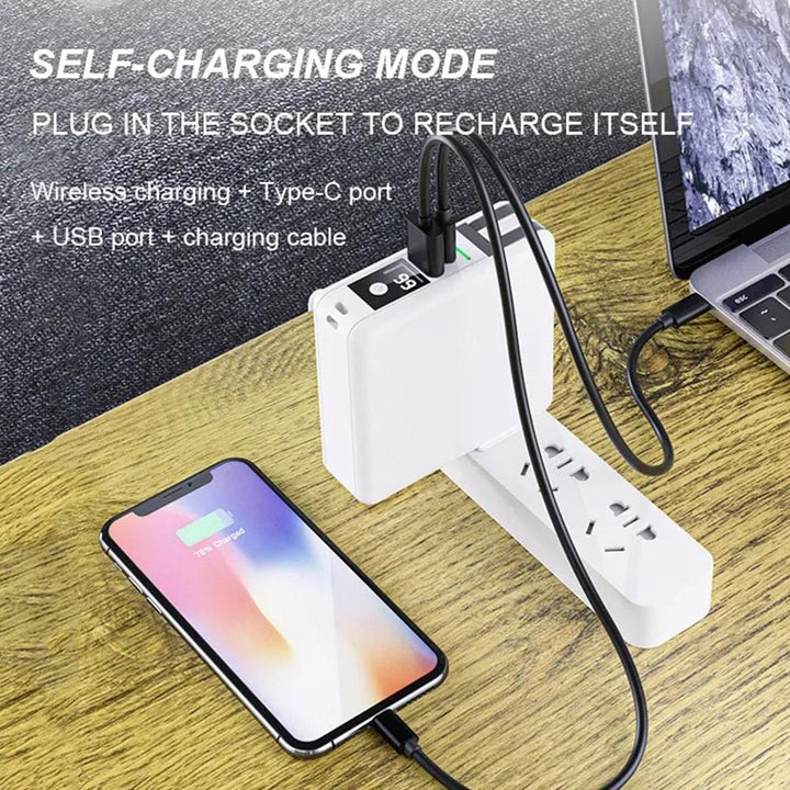 Aayat Mart 5 In 1 Wireless Charger Power Bank USB PD Travel Fast Charging With Cable Plug 10000mAh Portable Power Display EU UK Adapter