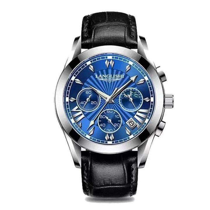 Aayat Mart 6198-Leather BU SL / CN POEDAGAR Men Watch Top Luxury Brand Sport Watches Mens Fashion Full Steel Quartz Wristwatch Date Male Clock Relogio Masculino