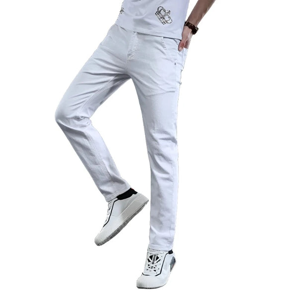 Aayat Mart 7 Styles 2022 New Men's White Slim Jeans Advanced Stretch Skinny Jeans Embroidery Decoration Denim Trousers Male Brand Clothes