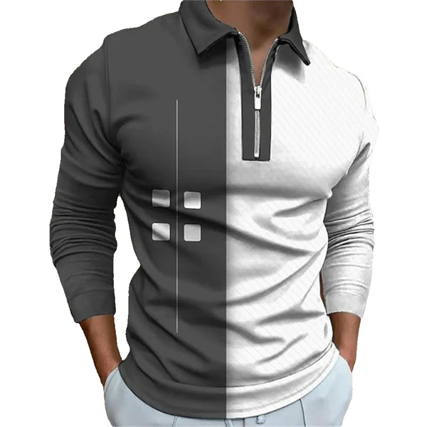 Aayat Mart Male Tshirt 8 / S Spring Autumn Four-Square Plaid Men's Long Sleeve Polo Shirt Casual Business Button Tops Fashion Polo Shirts Man Clothing