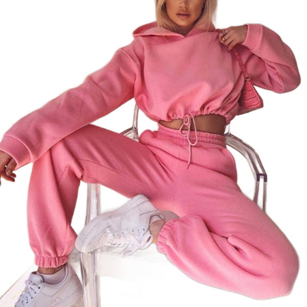 Jogging Suits For Women 2 Piece Sweatsuits Tracksuits Sexy Long Sleeve HoodieCasual Fitness Sportswear - Aayat Mart
