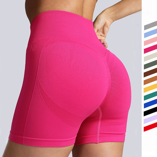 Seamless Yoga Shorts Women Solid Color High Waist Hip-lifting Fitness Pants Running Sweatpants - Aayat Mart