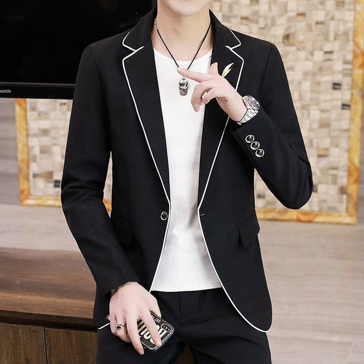 Aayat Mart Male Suits A1Ablack / L Men's Suits, Slim Korean Style Small Suits