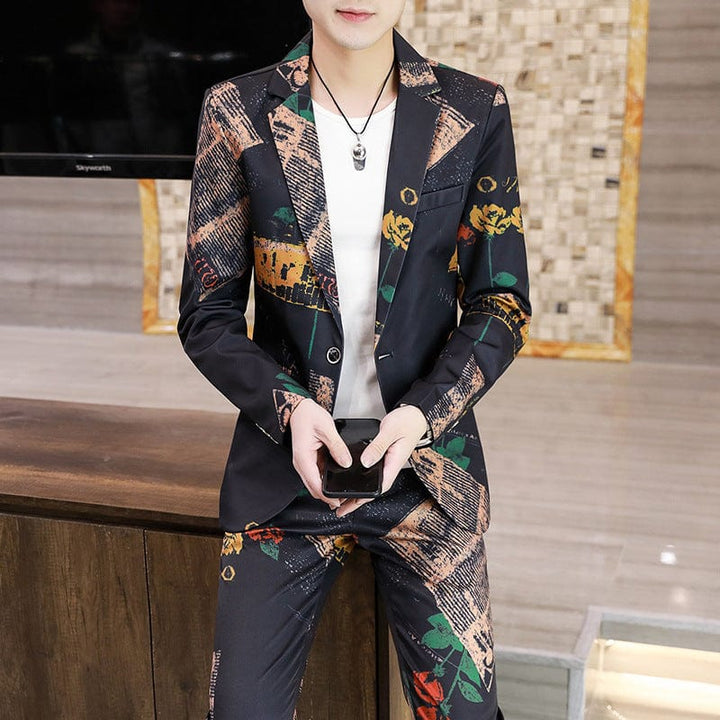 Aayat Mart Male Suits A2Ablack / 3XL Men's Suits, Slim Korean Style Small Suits