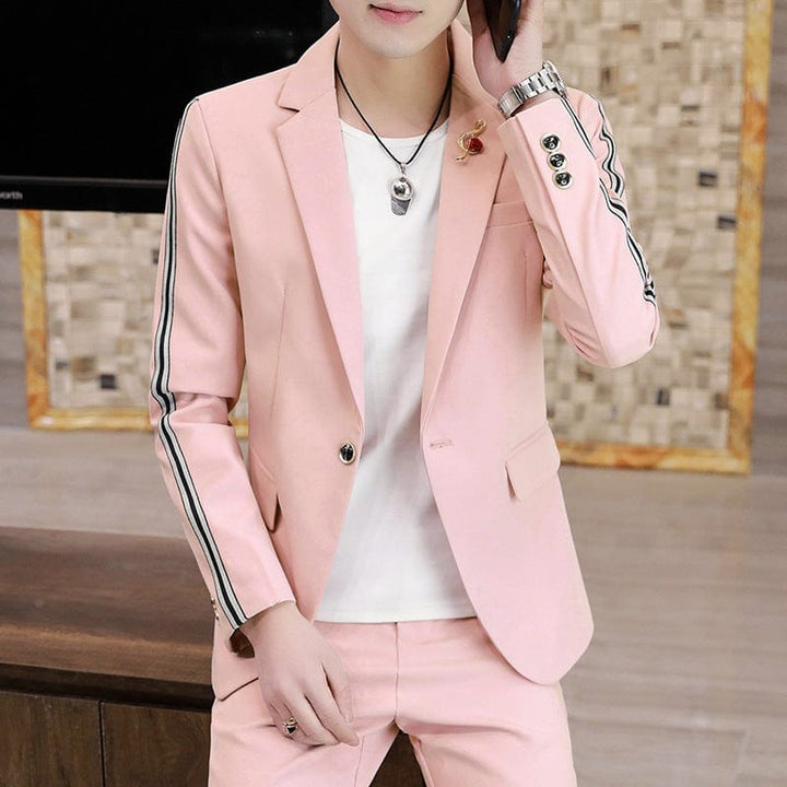 Aayat Mart Male Suits A2Apink / 2XL Men's Suits, Slim Korean Style Small Suits