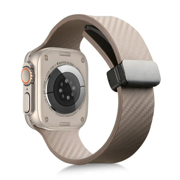 Aayat Mart Accessories Apricot / 41mm Carbon Fiber Strap for Apple Watch Ultra2 Band Magnetic Silicone Bracelet Iwatch Series all