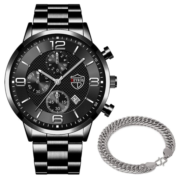Aayat Mart 0 As Shown 11 relogio masculino Mens Business Watches Luxury Stainless Steel Quartz Wrist Watch Male Silver Bracelet Calendar Luminous Clock