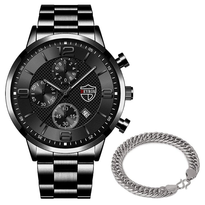 Aayat Mart 0 As Shown 14 relogio masculino Mens Business Watches Luxury Stainless Steel Quartz Wrist Watch Male Silver Bracelet Calendar Luminous Clock