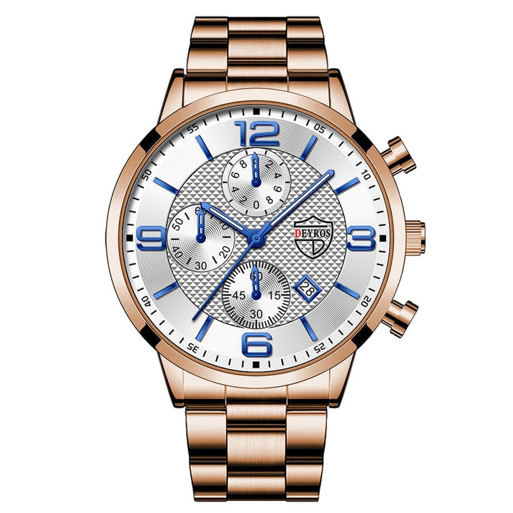 Aayat Mart 0 As Shown 2 relogio masculino Mens Business Watches Luxury Stainless Steel Quartz Wrist Watch Male Silver Bracelet Calendar Luminous Clock