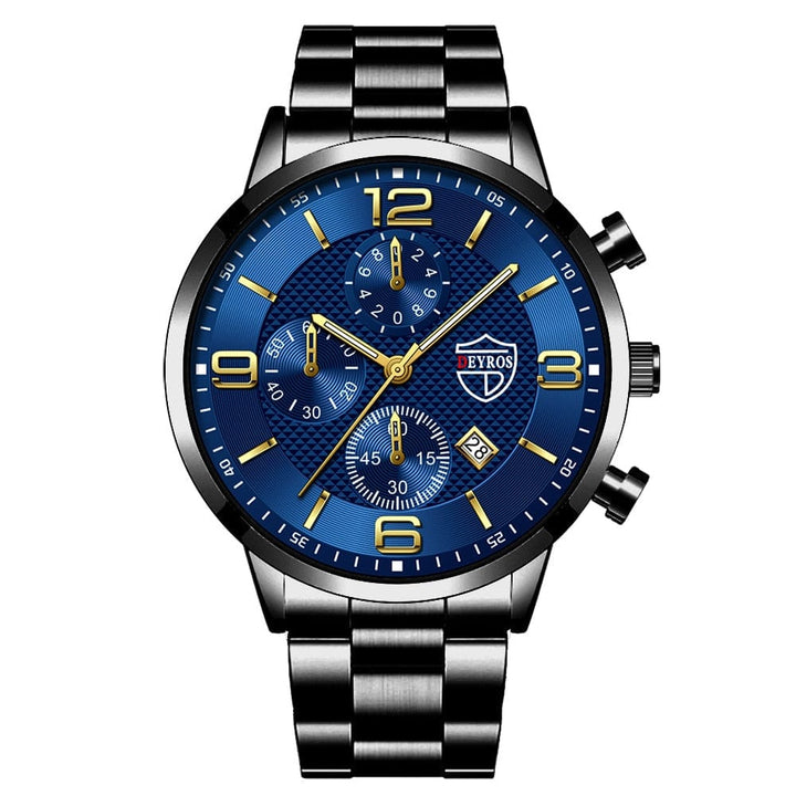 Aayat Mart 0 As Shown 6 relogio masculino Mens Business Watches Luxury Stainless Steel Quartz Wrist Watch Male Silver Bracelet Calendar Luminous Clock