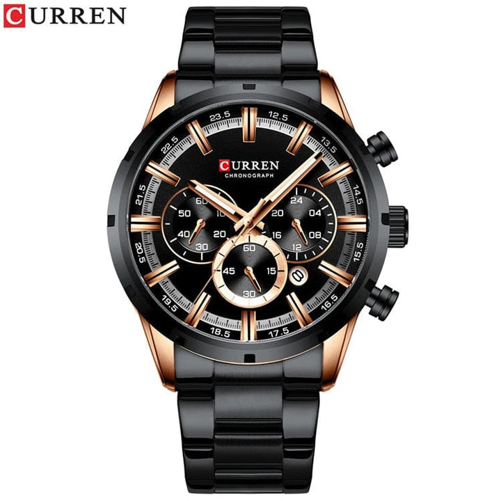 Aayat Mart 0 black / China Curren Men's Watch Blue Dial Stainless Steel Band Date Mens Business Male Watches Waterproof Luxuries Men Wrist Watches for Men