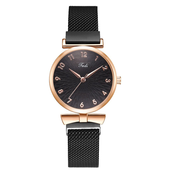 Aayat Mart 0 black watch Female Luxury Wristwatches Magnetic Mesh Band Rose Woman Watch Bracelet montre femme reloj mujer