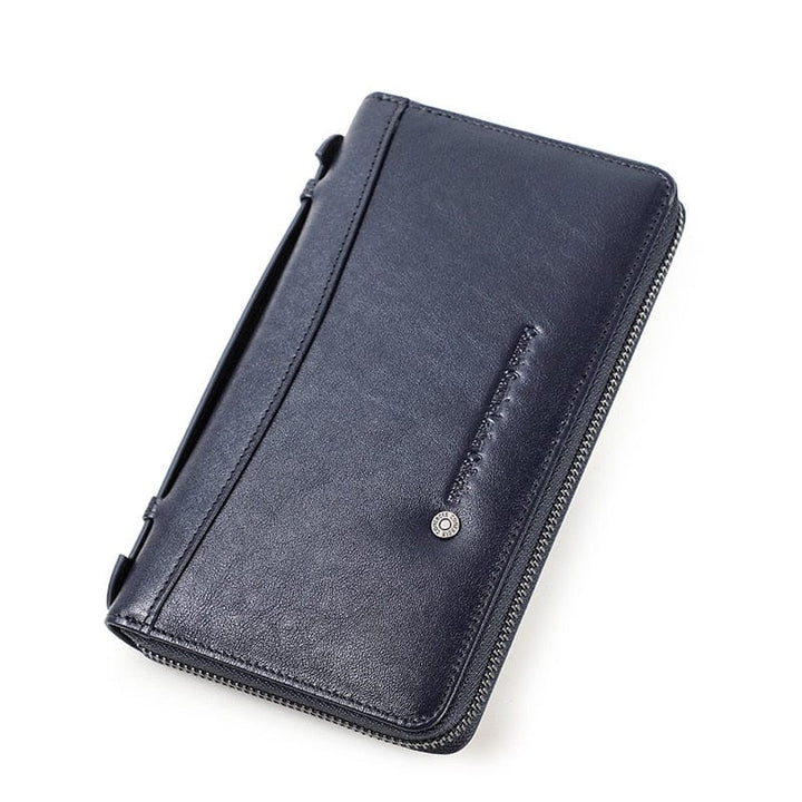 Aayat Mart 0 Blue / China Genuine Leather Men Clutch Wallet  Brand Male Card Holder Long  Zipper Around Travel Purse With Passport Holder 6.5&quot; Phone Case