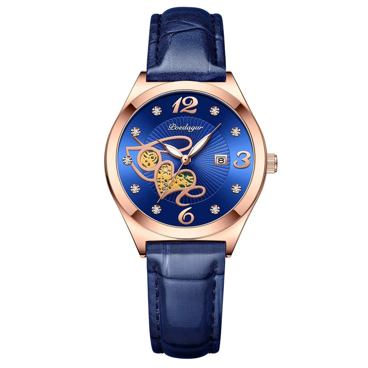 Aayat Mart Blue POEDAGAR Fashion Quartz Watch Female Luxury Elegant Casual Clock Waterproof Luminous Date Leather Women Watch Montre Femme gift
