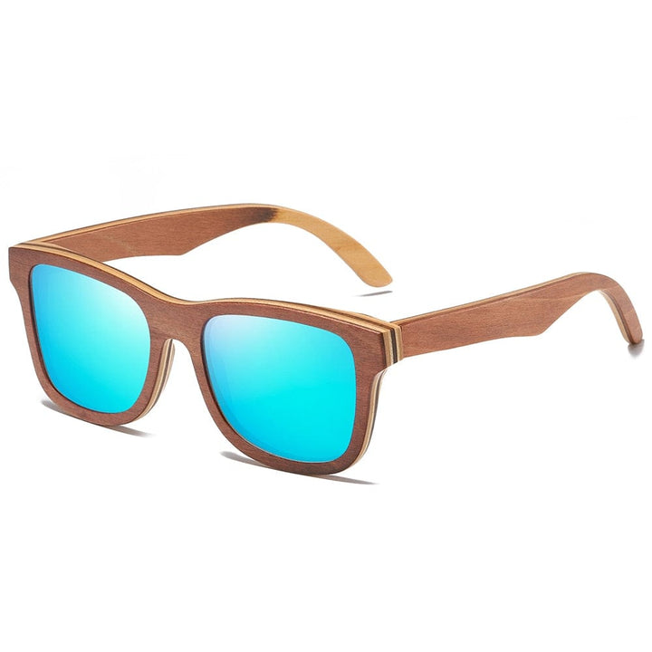 Aayat Mart 0 Blue / Skateboard wood GM Polarized Sunglasses Women Men Layered Brown Skateboard Wooden Frame Square Style Glasses for Ladies Eyewear In Wood Box
