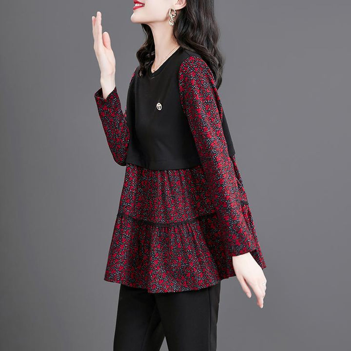 Aayat Mart 0 Broad Wife Stitching The Sleeve T-shirt Female Spring And Autumn 2022 New High-end Luxury Small Shirt Qi Fashion Loose Jacket