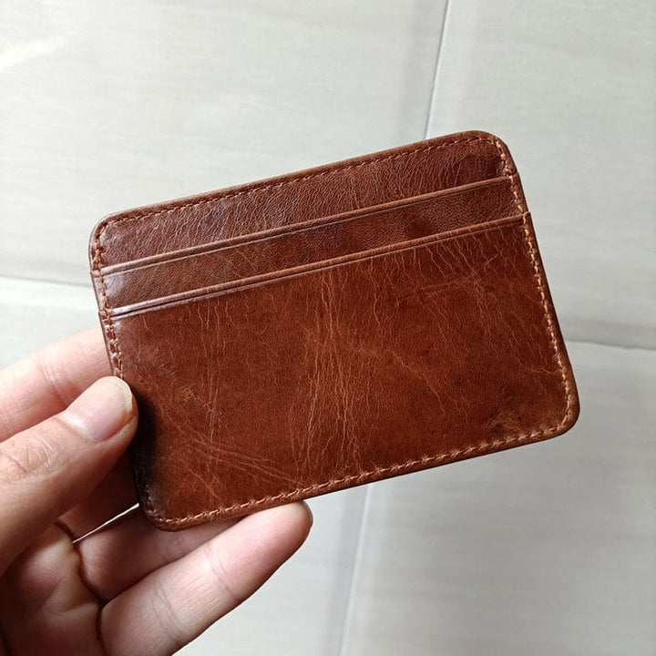 Aayat Mart 0 Brown New Arrival Vintage Men's Genuine Leather Credit Card Holder Small Wallet Money Bag ID Card Case Mini Purse For Male