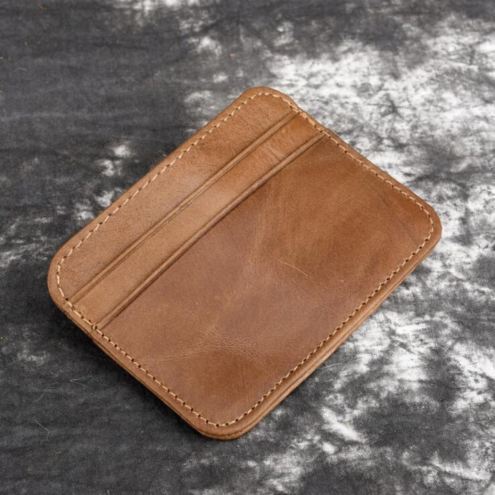 Aayat Mart 0 Cow leather Brown New Arrival Vintage Men's Genuine Leather Credit Card Holder Small Wallet Money Bag ID Card Case Mini Purse For Male