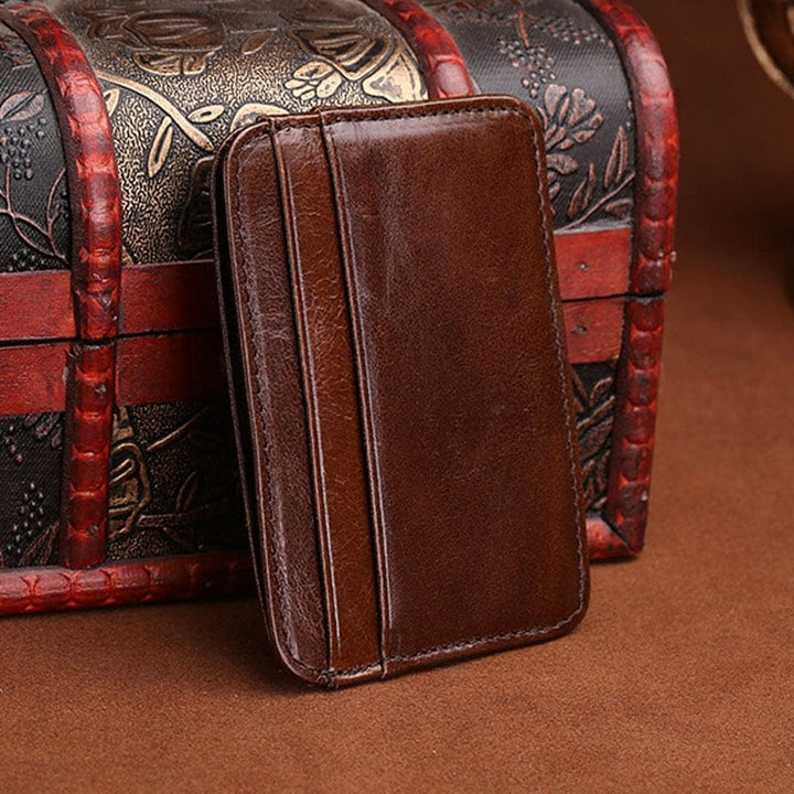 Aayat Mart 0 Cow leather Coffee New Arrival Vintage Men's Genuine Leather Credit Card Holder Small Wallet Money Bag ID Card Case Mini Purse For Male