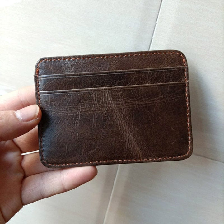Aayat Mart 0 Dark Coffee New Arrival Vintage Men's Genuine Leather Credit Card Holder Small Wallet Money Bag ID Card Case Mini Purse For Male