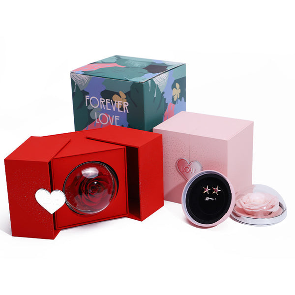 Creative Eternal Rose Box Eternal Soap Flower Jewelry Box Ring Necklace Storage Case Valentines Surprise Gift - Aayat Mart