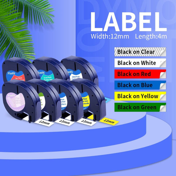 Aayat Mart Home and Decor Dymo Multicolor Plastic Label Tape Compatible LetraTag Label Maker Paper Tape