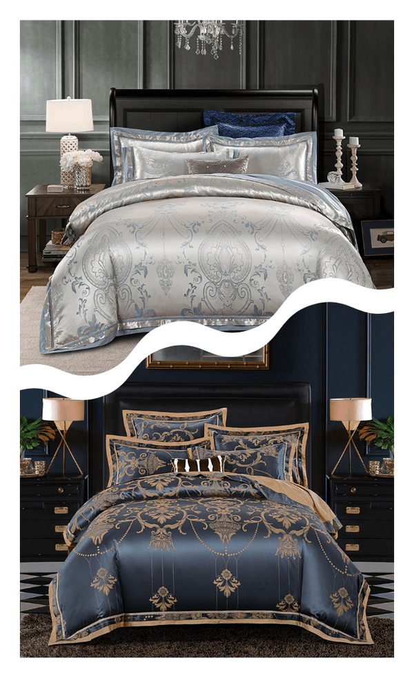 Aayat Mart Quilt And Blanket European-style luxury tencel cotton satin jacquard quilt cover four-piece set six-piece set