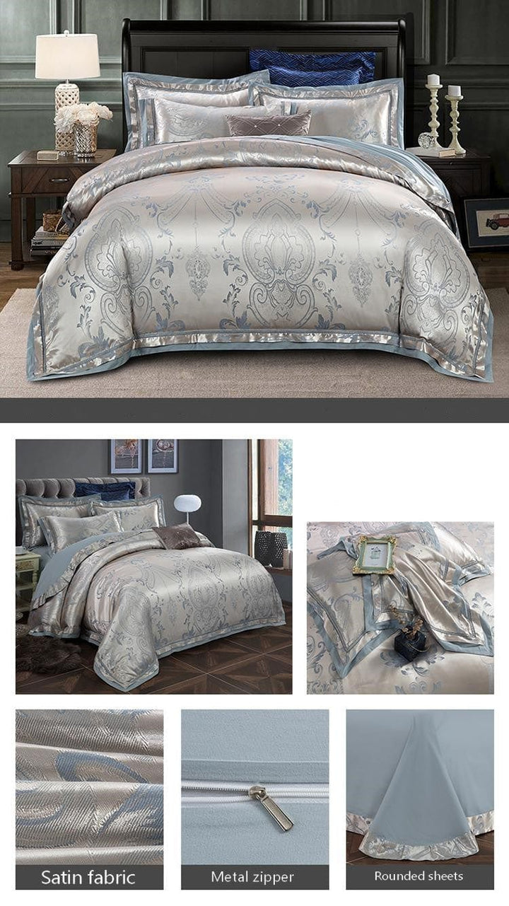 Aayat Mart Quilt And Blanket European-style luxury tencel cotton satin jacquard quilt cover four-piece set six-piece set