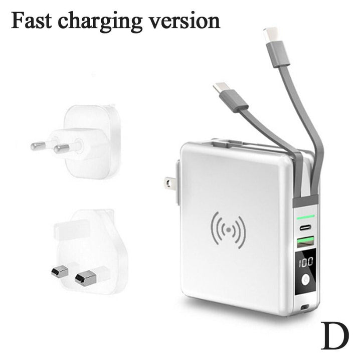 Aayat Mart fast charging D / China 5 In 1 Wireless Charger Power Bank USB PD Travel Fast Charging With Cable Plug 10000mAh Portable Power Display EU UK Adapter