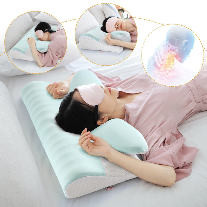Aayat Mart 0 Fuloon Contour Memory Foam Cervical Pillow Ergonomic Orthopedic Neck Pain Pillow for Side Back Stomach Sleeper Remedial Pillows