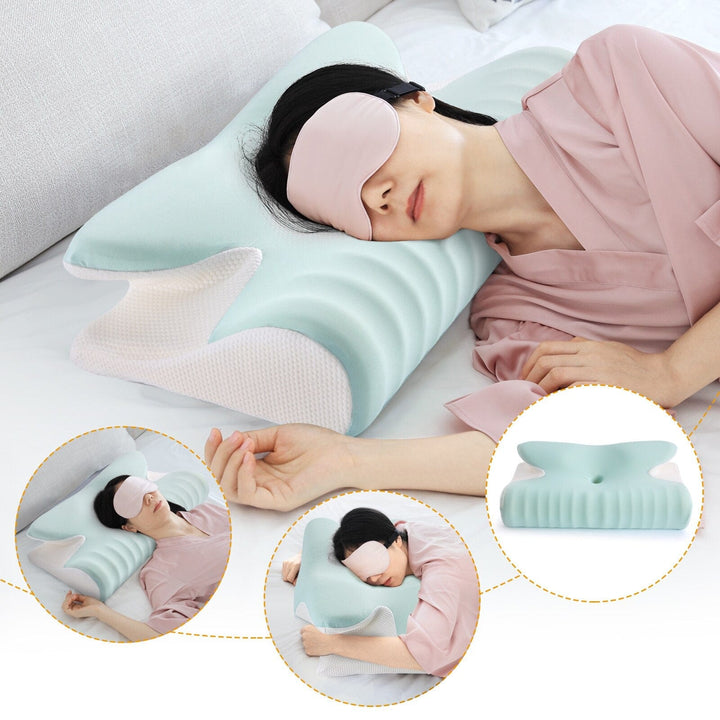 Aayat Mart 0 Memory Foam Bedding Pillow Orthopedic Neck Pain Pillow Slow Rebound Butterfly Shaped Pillow Health Cervical Relax Neck for Adult