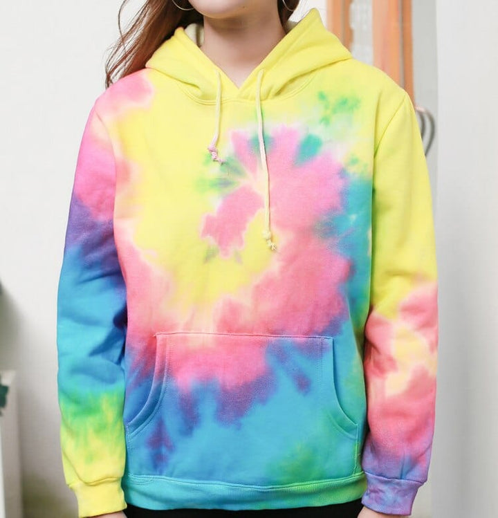 Aayat Mart 0 Harajuku tie-dyeing fashion Fashion Gradient Color Tie-dyed Harajuku Hoodies Sweatshirt Women Korean Fall Style Rainbow AW431