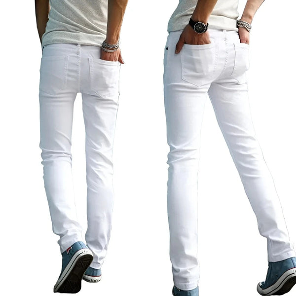 Aayat Mart Male Pants High Quality 2023 Fashion Slim Male White Jeans Men's Trousers Mens Casual Pants Skinny Pencil Pants Boys Hip Hop Pantalon Homme