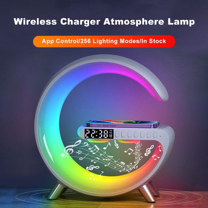 Aayat Mart Electronics Intelligent Atmosphere Lamp Bluetooth Speaker Wireless Charger Bedside Lamp Sunrise Wake-up Lamp Polar Lamp Alarm Clock