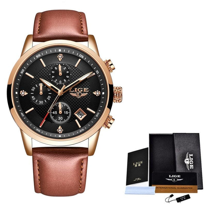 Aayat Mart 0 L Rose gold black / China 2022 LIGE Men Watches Top Luxury Brand Sport Quartz Watch Men Chronograph Waterproof Wrist Watch Man Stainless Steel Date Clock