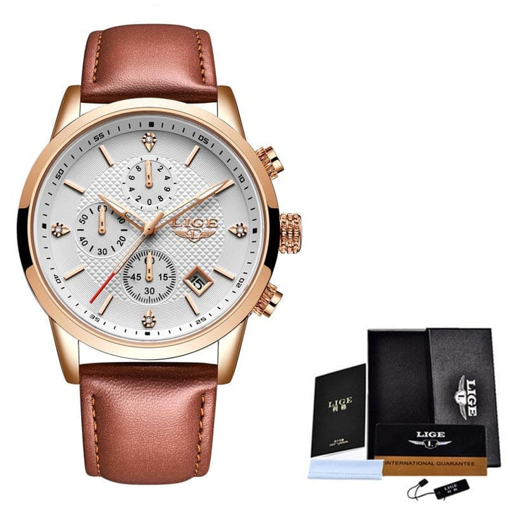 Aayat Mart 0 L Rose gold White / China 2022 LIGE Men Watches Top Luxury Brand Sport Quartz Watch Men Chronograph Waterproof Wrist Watch Man Stainless Steel Date Clock