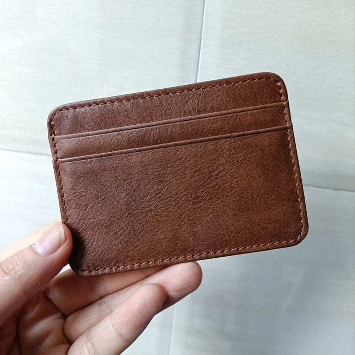 Aayat Mart 0 Light Coffee New Arrival Vintage Men's Genuine Leather Credit Card Holder Small Wallet Money Bag ID Card Case Mini Purse For Male