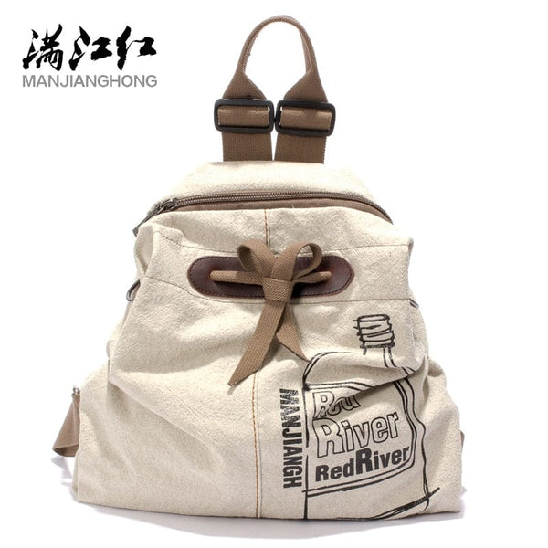 Aayat Mart 0 MANJIANGHONG Large Capacity Ladies Canvas Backpack Fashion Cotton and Linen Travel Bag Leisure Wild Simple Student Bag