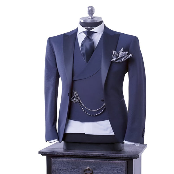 Aayat Mart Male Suits Navy Blue / 2XL Navy Blue Men Blazer Business Modern Men Suit With Pants