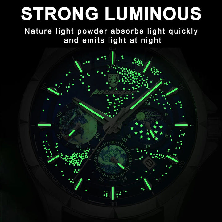 Aayat Mart POEDAGAR Casual Man Wristwatch Luxury Waterproof Luminous Date Men Watch Chronograph Stainless Steel Men's Quartz Watches Clock