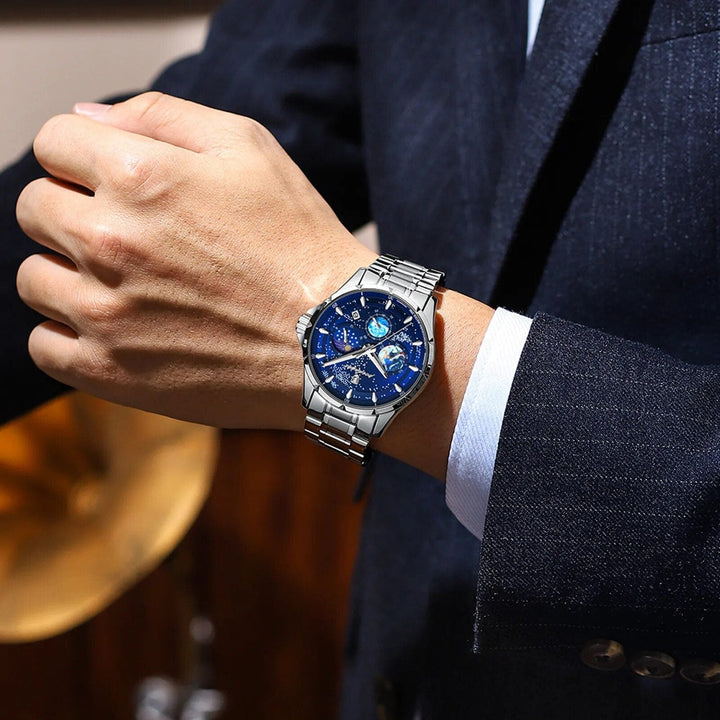 Aayat Mart POEDAGAR Casual Man Wristwatch Luxury Waterproof Luminous Date Men Watch Chronograph Stainless Steel Men's Quartz Watches Clock