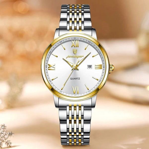 Aayat Mart POEDAGAR Fashion Women Watch Top Brand Rose Gold Stain Steel Waterproof Date Quartz Ladies Watch Luxury High Quality Clock Gifts