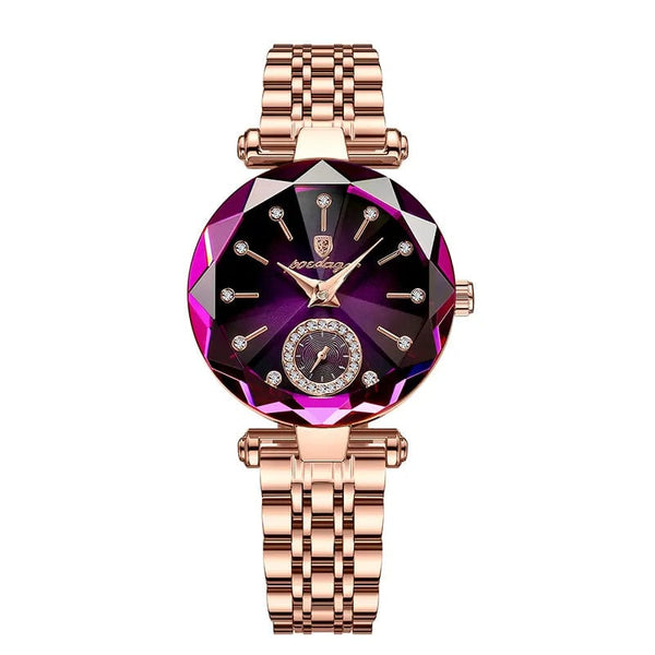 Aayat Mart POEDAGAR Romantic Crystal Ladies Watches Top Brand Diamond Waterproof Women Watch Luxury Stainless Steel Female Clocks Rose Gold