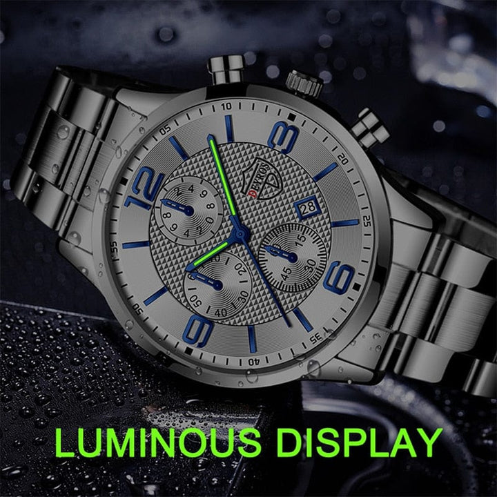 Aayat Mart 0 relogio masculino Mens Business Watches Luxury Stainless Steel Quartz Wrist Watch Male Silver Bracelet Calendar Luminous Clock