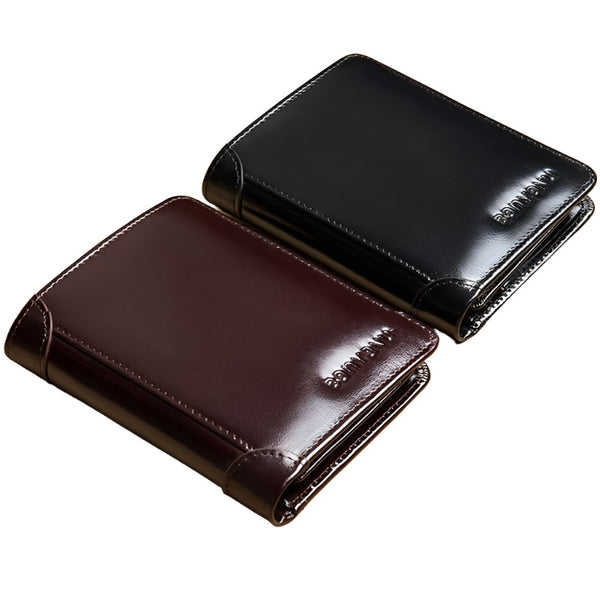 Aayat Mart 0 RFID Men's Wallet Genuine Leather Vintage Black Purse For Men Mini Card Holder Male Short Wallet High Quality Wallet 2022 Wallet